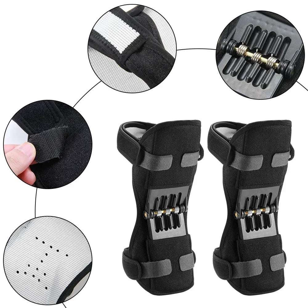 Knee Protection Booster Support Knee Cushion Adjustable Sports Powerful Rebound Spring Force Relieves Pain From Strains 1-2PCS