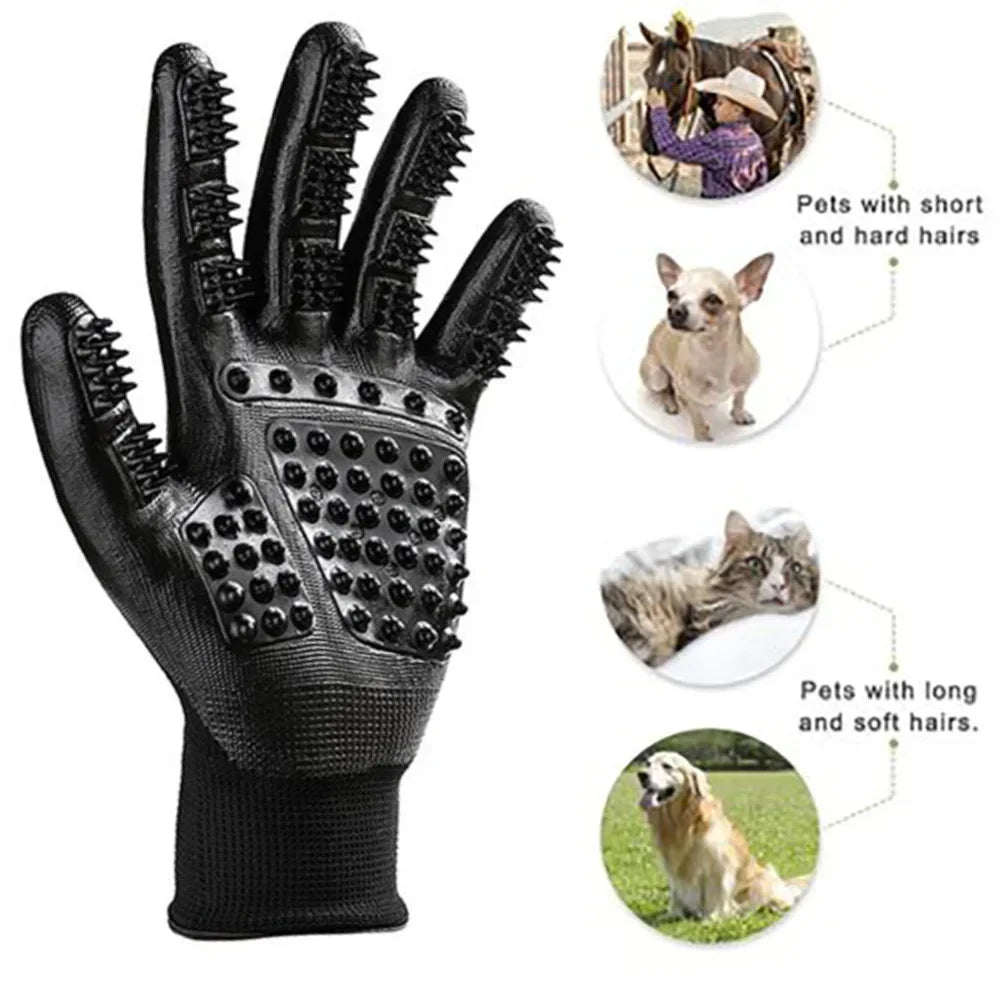 Black Soft-Nodule Pet Grooming Glove