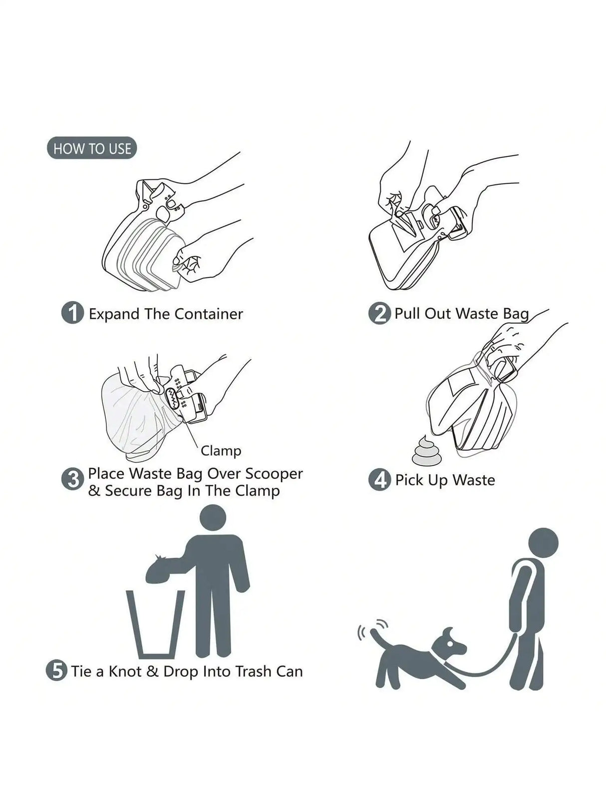 Pooper Scooper, Portable and Handheld Size for Walking Large and Small Dogs Outside Yard or Travel Outdoors, Pup Poop Scoop with