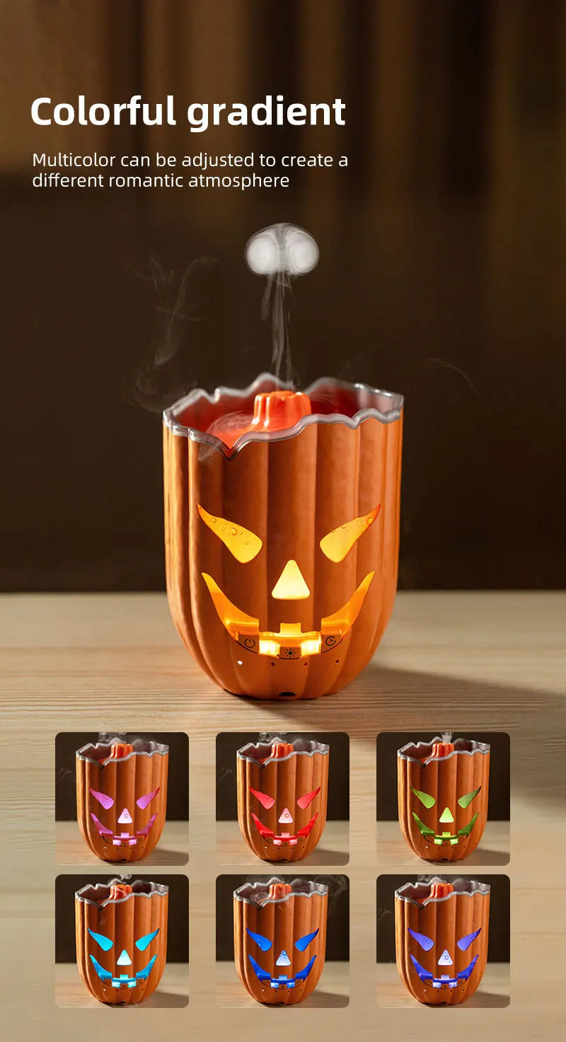 Halloween Pumpkin Aroma Diffuser & Humidifier – LED Night Light USB Essential Oil Mister
