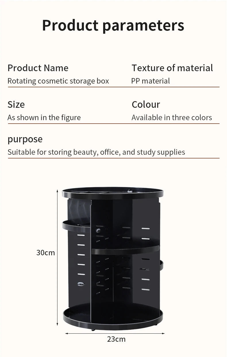 360° Rotating Makeup & Skincare Organiser – 3 Colours