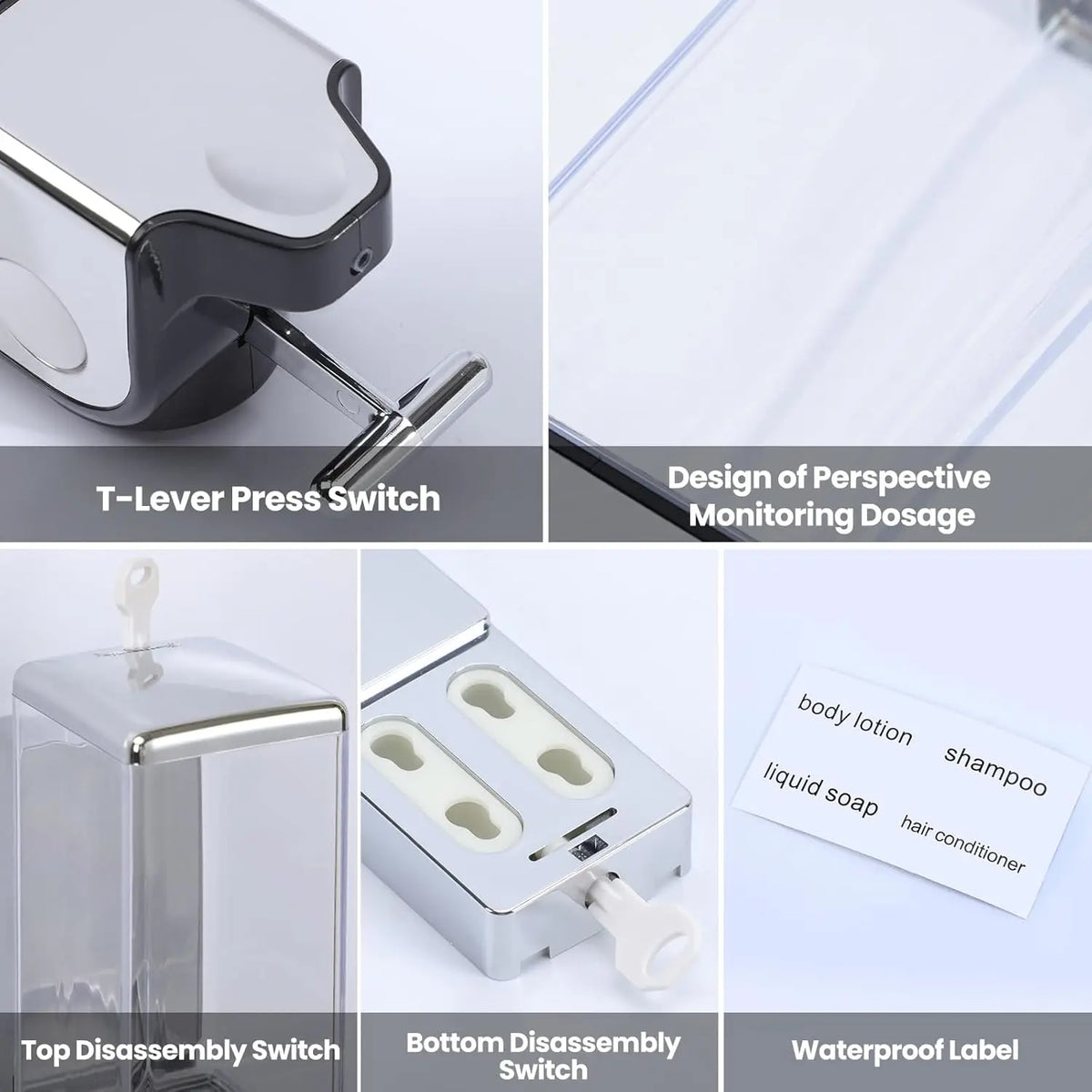 3-Chamber No-Drill Shower Soap Dispenser
