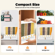 Dry Food Dispenser 6-Grid Wall-Mounted Dry Food Dispenser - Adjustable Compartments Easy Dispensing - Kitchen Storage
