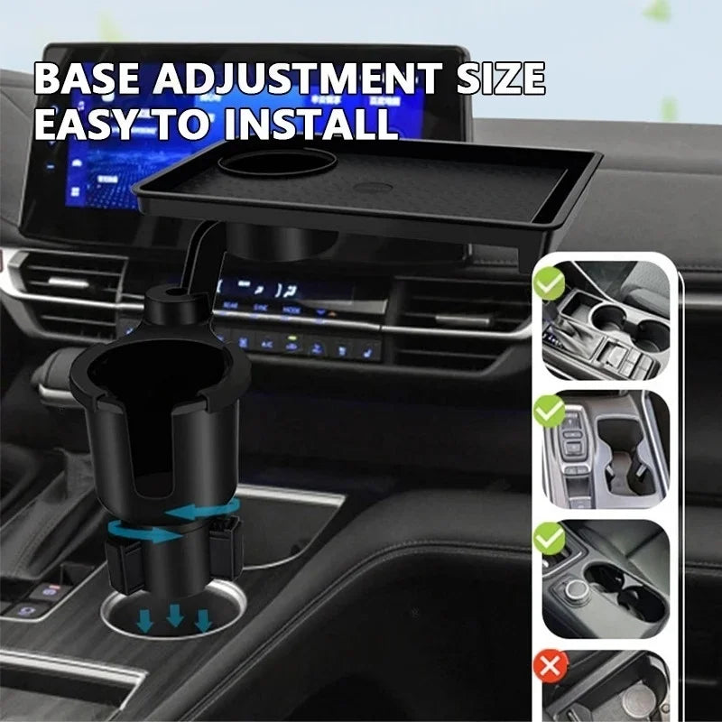 Expandable Car Cup Holder with 360° Snack Tray