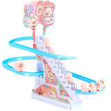 Kids Electric Small Duck Climbing Stairs Toy DIY Track Slide Roller Coaster Toys Set Light Music Boy Girl Gift
