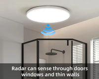Radar Sensor Ceiling Light Led Pacel Lamps for Bathroom Hallways Porch Waterproof 20W 30W Smart Ceiling Lamp Led Panel Lighting
