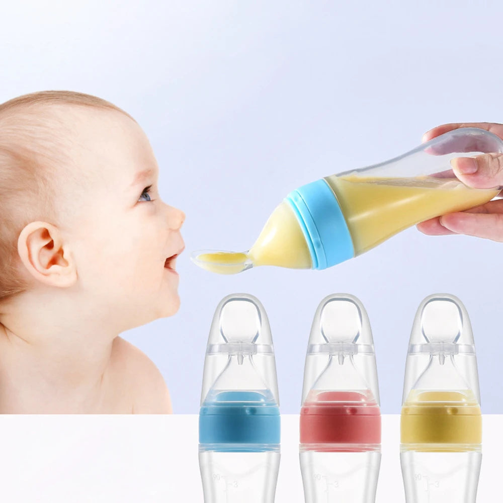 90 mL Silicone Baby Food Feeder & Squeeze Spoon