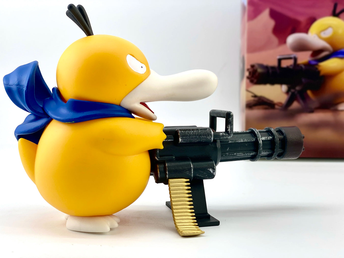 Pokemon Psyduck Gatling Gun Anime Figure Cross Dressing Toys PVC Statue Model Collection Decor Creative Peripheral Birthday Gift