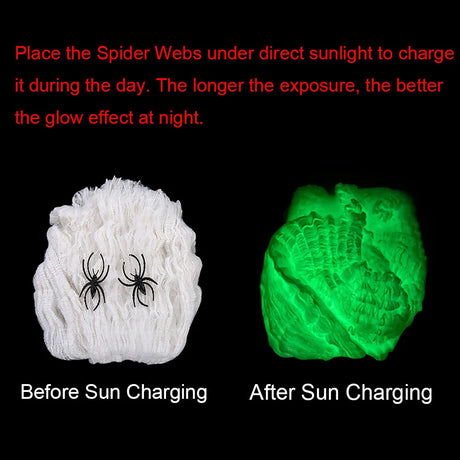 Halloween Fluorescent Spider Webs,Glow In The Dark Spider Webs,Halloween Cobweb,Outdoor Horror Decorations
