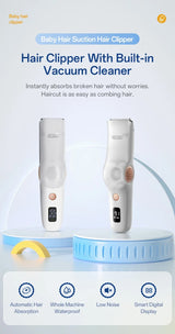 Hair-absorbing Hair Clipper Low Noise Baby Hair IPX7 Waterproof Household Children Clipper Electric Clipper Baby Care