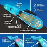 Rope Launcher Wristband Toy – Automatic Recoil Flying String Shooter with Night Glow