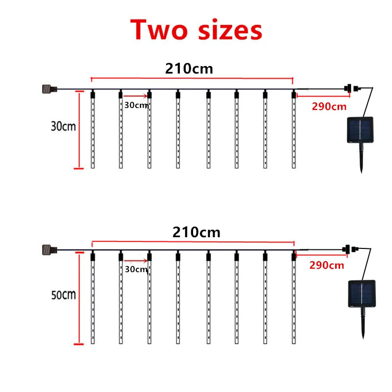 Solar Meteor Shower Lights – 8 Tubes, 30 or 50 cm