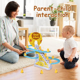 Kids Electric Small Duck Climbing Stairs Toy DIY Track Slide Roller Coaster Toys Set Light Music Boy Girl Gift