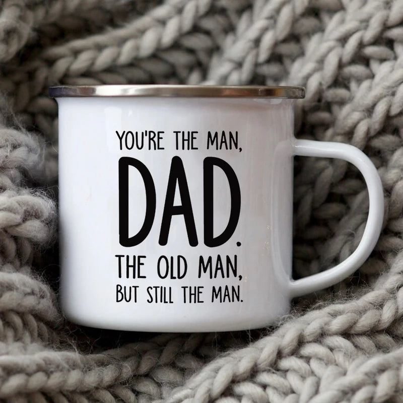 Dad Nutritional Facts Coffee Mug Enamel Cup for Papa Daddy Stepdad Father’s Day Gift Best Dad Ever Cups Dad Gifts From Kids