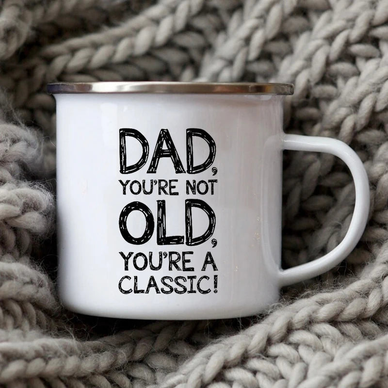 Dad Nutritional Facts Coffee Mug Enamel Cup for Papa Daddy Stepdad Father’s Day Gift Best Dad Ever Cups Dad Gifts From Kids