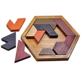 Classical Hexagon Tangram Puzzle Wooden Brain Teasers For Kids Logic Thinking Games Casse Tete Rompecabezas De Madera
