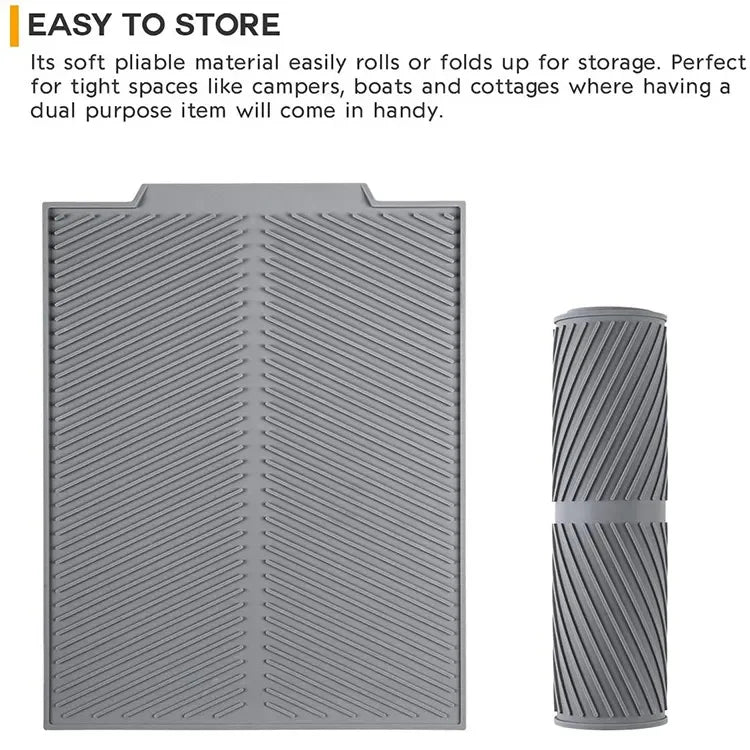 Grey Ridged Silicone Dish-Drying Mat – 3 Sizes