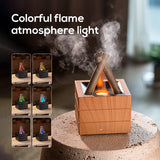 Home campfire aroma diffuser 280ml, desktop USB air spray humidifier remote control colorful flame lamp essential oil diffuser.