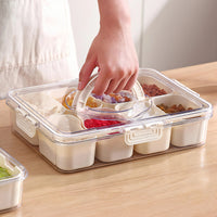 8 Grids Divided Serving Tray Storage Box Kitchen Portable Sub-format Seasoning Separator Box Fresh-keeping Snack Fruits Food Box
