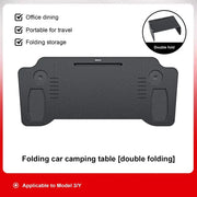 Foldable Car Laptop Desk Upgraded Tray Stand Compatible with Tesla Model 3/Y Steering Wheel Eating Table for Travel Work Camping
