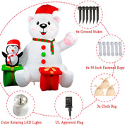 6 ft Inflatable Polar Bear & Penguin Christmas Display with LED Light