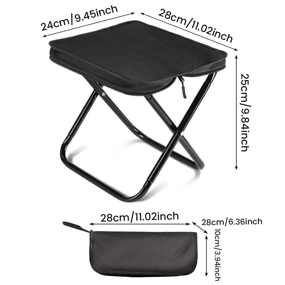 Portable Foldable Backpack Stool Lightweight Camping Picnic Fishing Chair with Mesh Bag Outdoor Adventure Seat for Hiking Travel