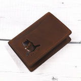 Genuine Leather Bat ID Wallet For Men Short Slim Bifold Card Holder Wallet With Cutout Superhero Mask Face Eyes Gift For Fans