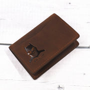 Genuine Leather Bat ID Wallet For Men Short Slim Bifold Card Holder Wallet With Cutout Superhero Mask Face Eyes Gift For Fans