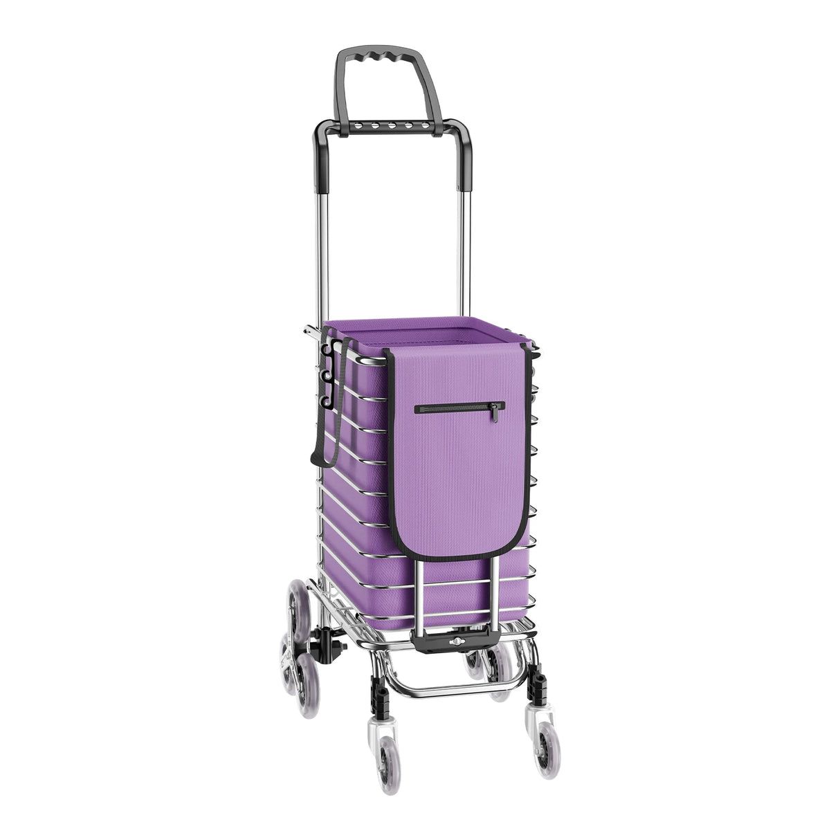 Foldable Shopping Cart with Wheels, 40kg Capacity Portable Grocery Trolley for Supermarket Market Travel Stair Climbing