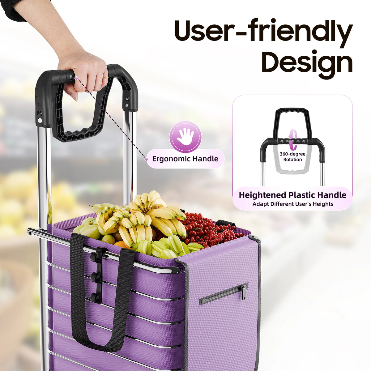 40 kg Foldable Stair-Climbing Shopping Trolley