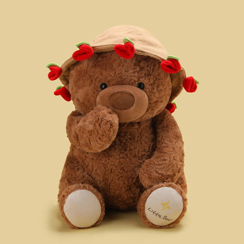 25 cm Teddy Bear with Roses – White or Brown