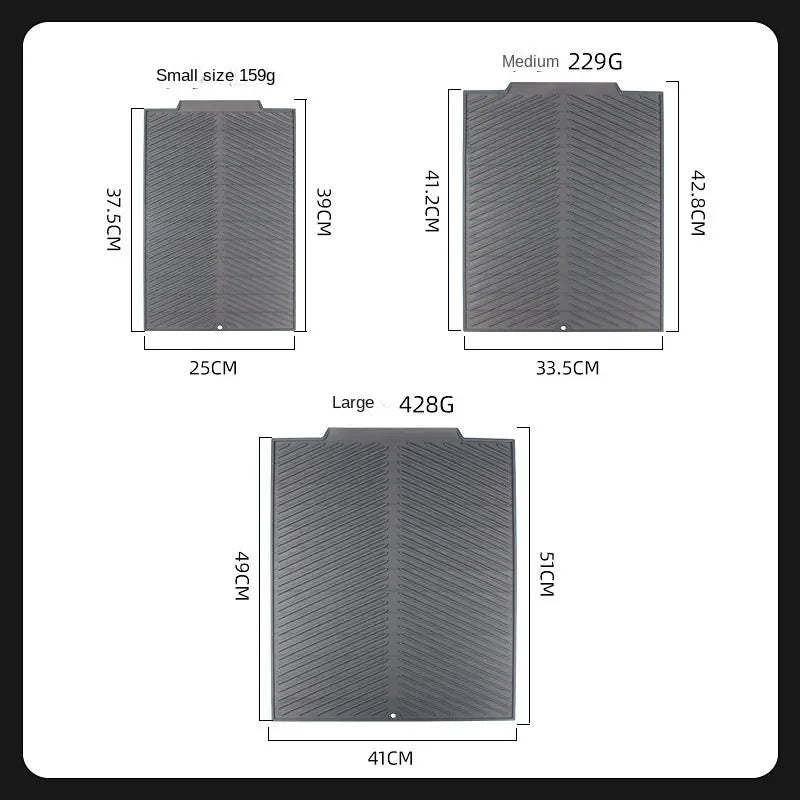 Grey Ridged Silicone Dish-Drying Mat – 3 Sizes