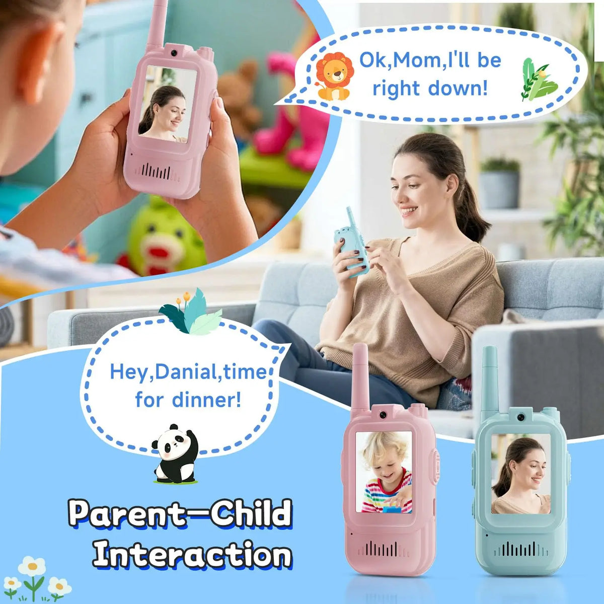 2-Piece Rechargeable Video Walkie-Talkies for Kids