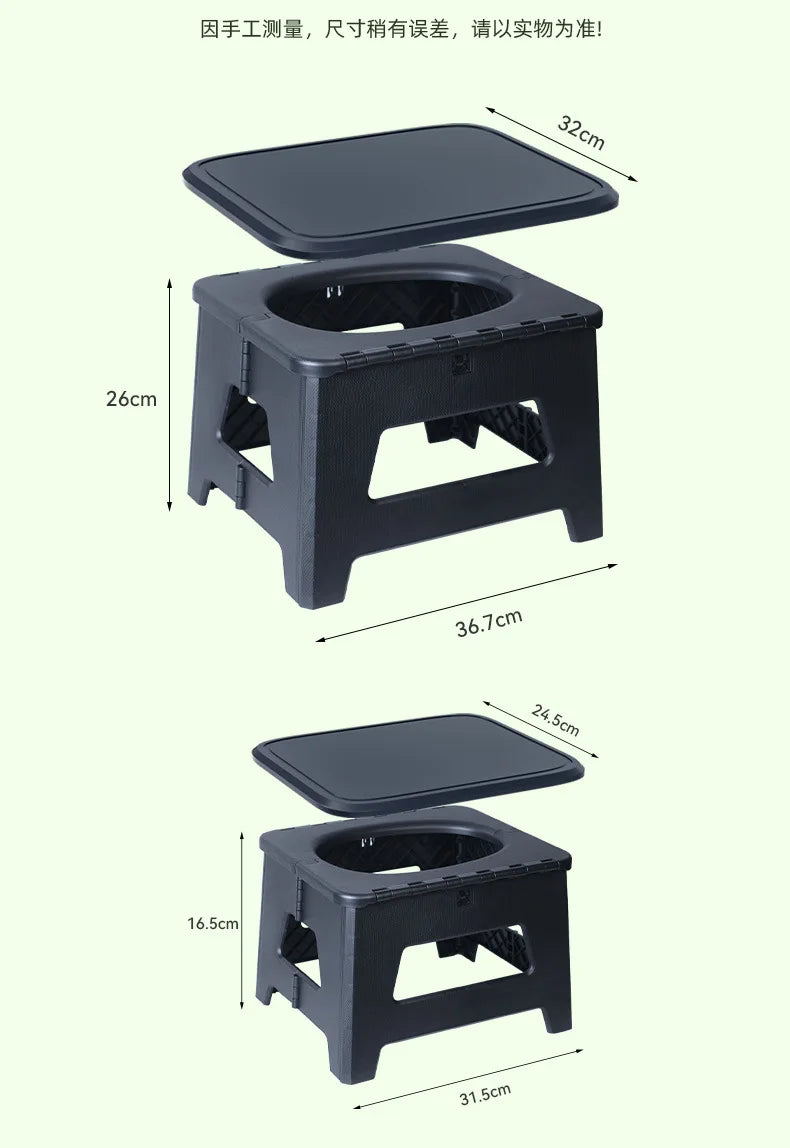 Folding Portable Camping Toilet – 2 Sizes, Grey or Black
