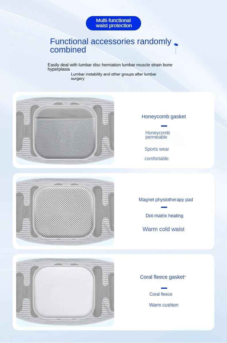 Adjustable Lower-Back Support Belt with 3 Pads