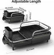 Expandable Stainless-Steel Dish Rack with Drainboard