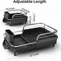 Expandable Stainless-Steel Dish Rack with Drainboard