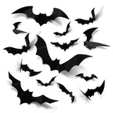 Halloween Bats Decorations,3D Pvc Bat on The Wall,Black Bats Wall Stickers,Halloween Scary Props