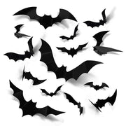 3D Black Halloween Bat Wall Decorations – 6 Pack Sizes