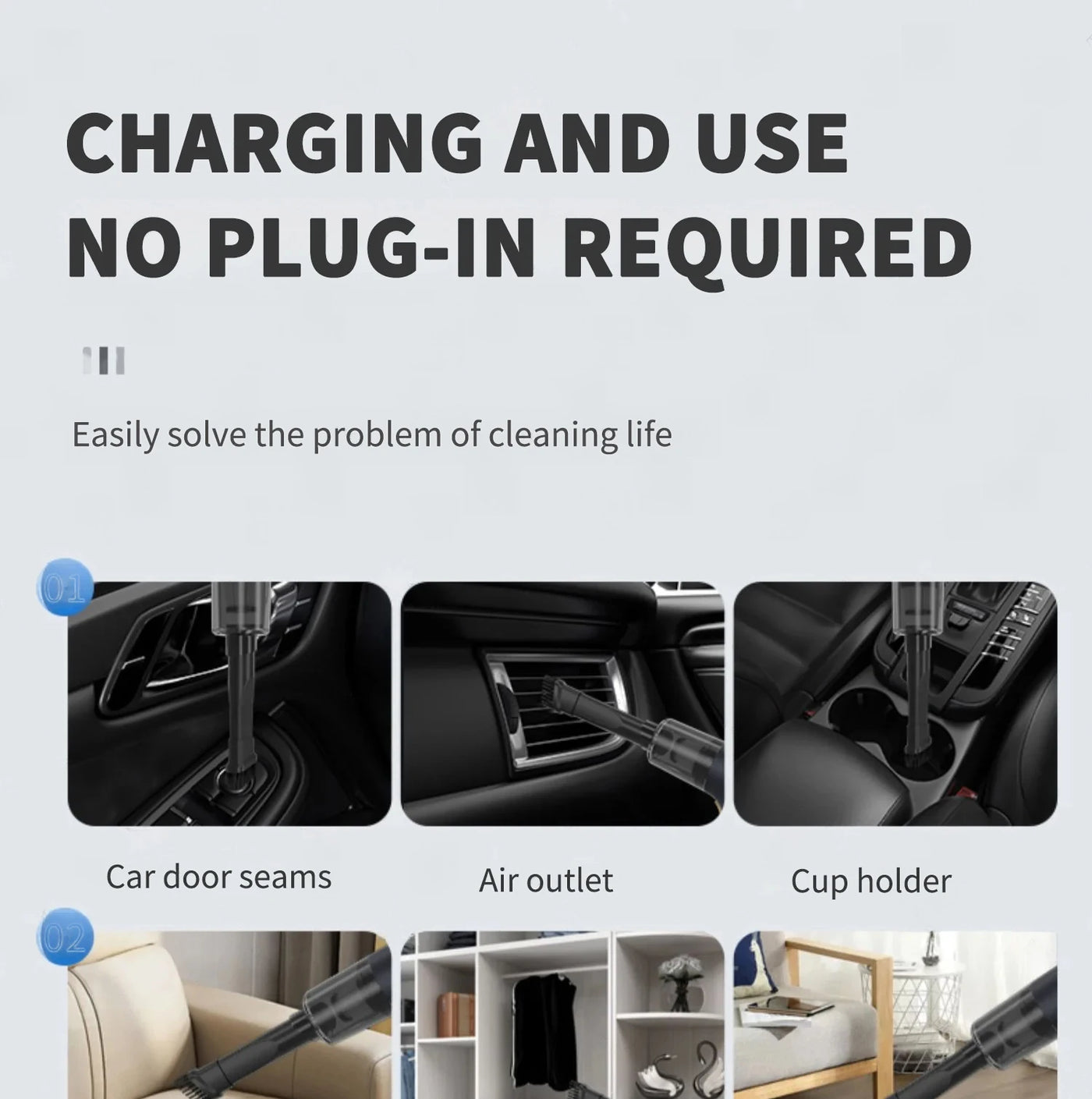 98000PA Handheld Car Vacuum Cleaner - Portable Wireless, Powerful Suction