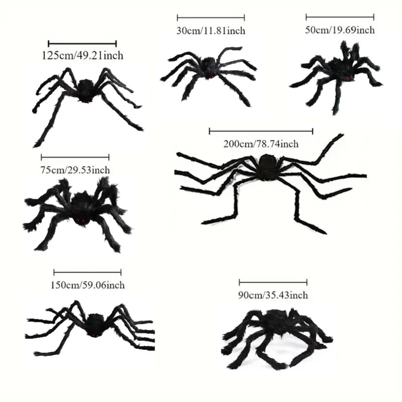 Poseable Giant Black Halloween Spider – 30cm to 200cm