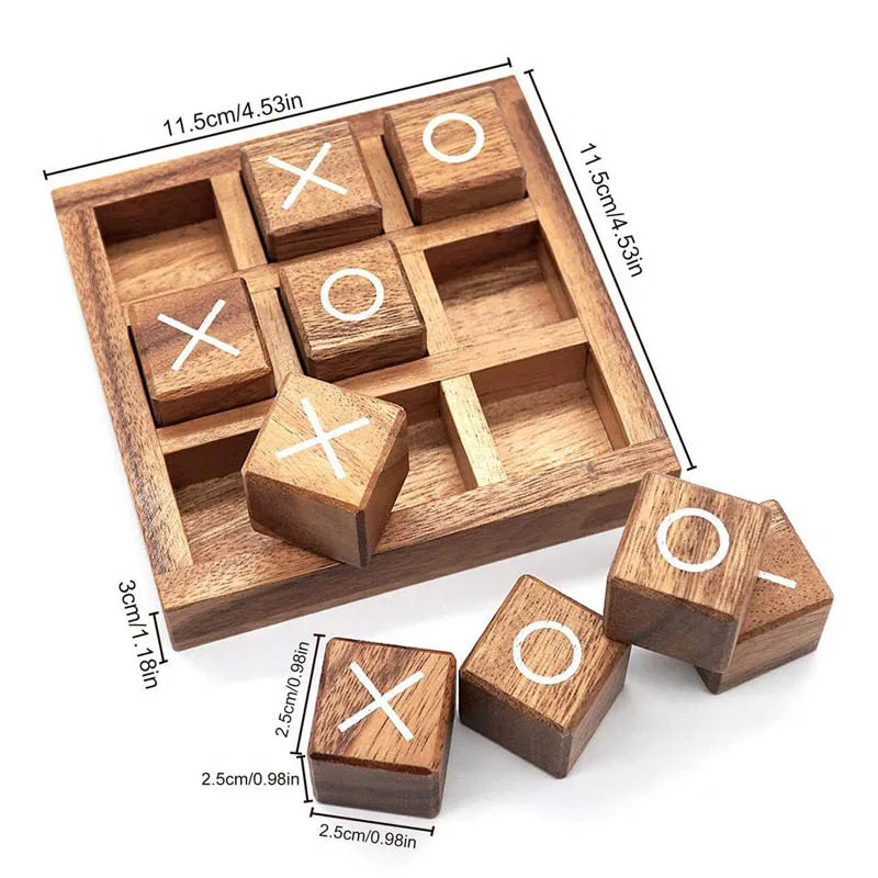 Wooden Tic Tac Toe Classic Tabletop Strategy Board Games Brain Teasers Fun Logic Challenges Family Travel Gifts For Kids Adults