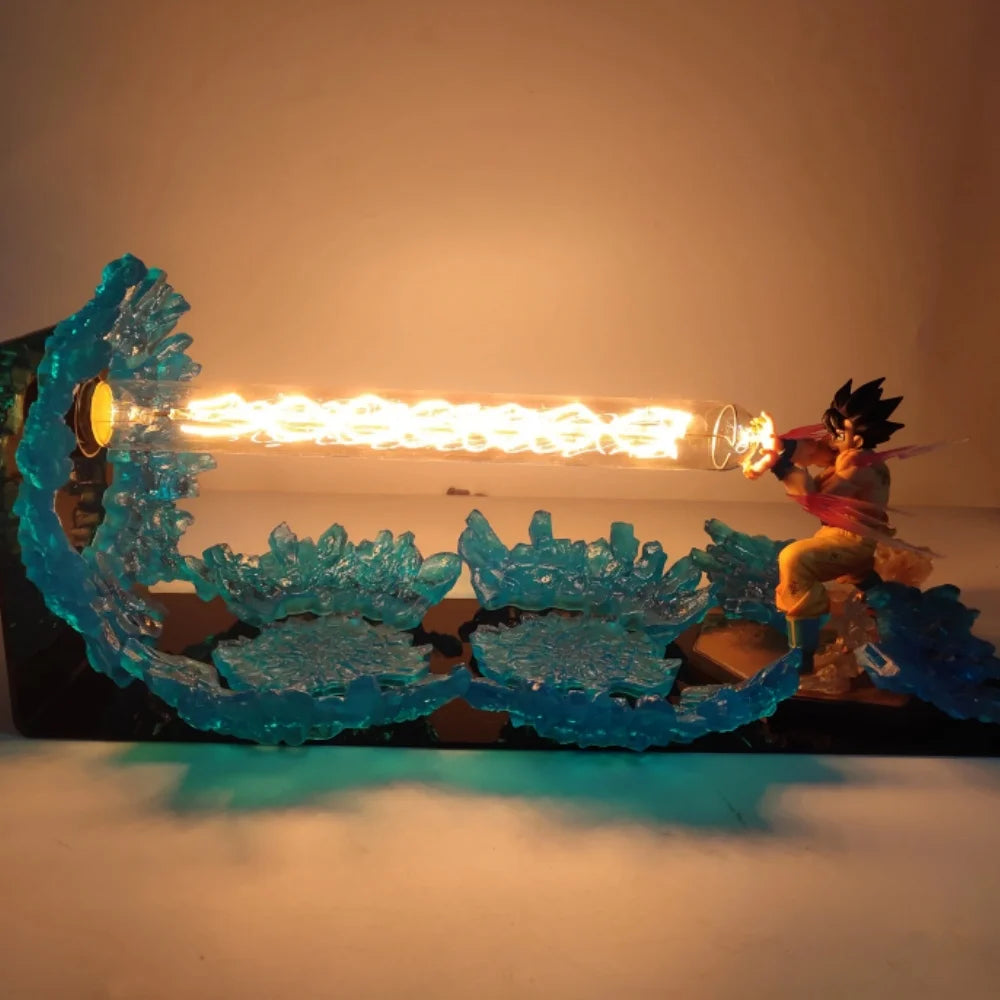 Dragon Ball Anime Son Goku KaMeHaMeHa Lamp Led Bulb Action Figures Model Figurine Figure & Base & Lamp DIY Decoration Collection