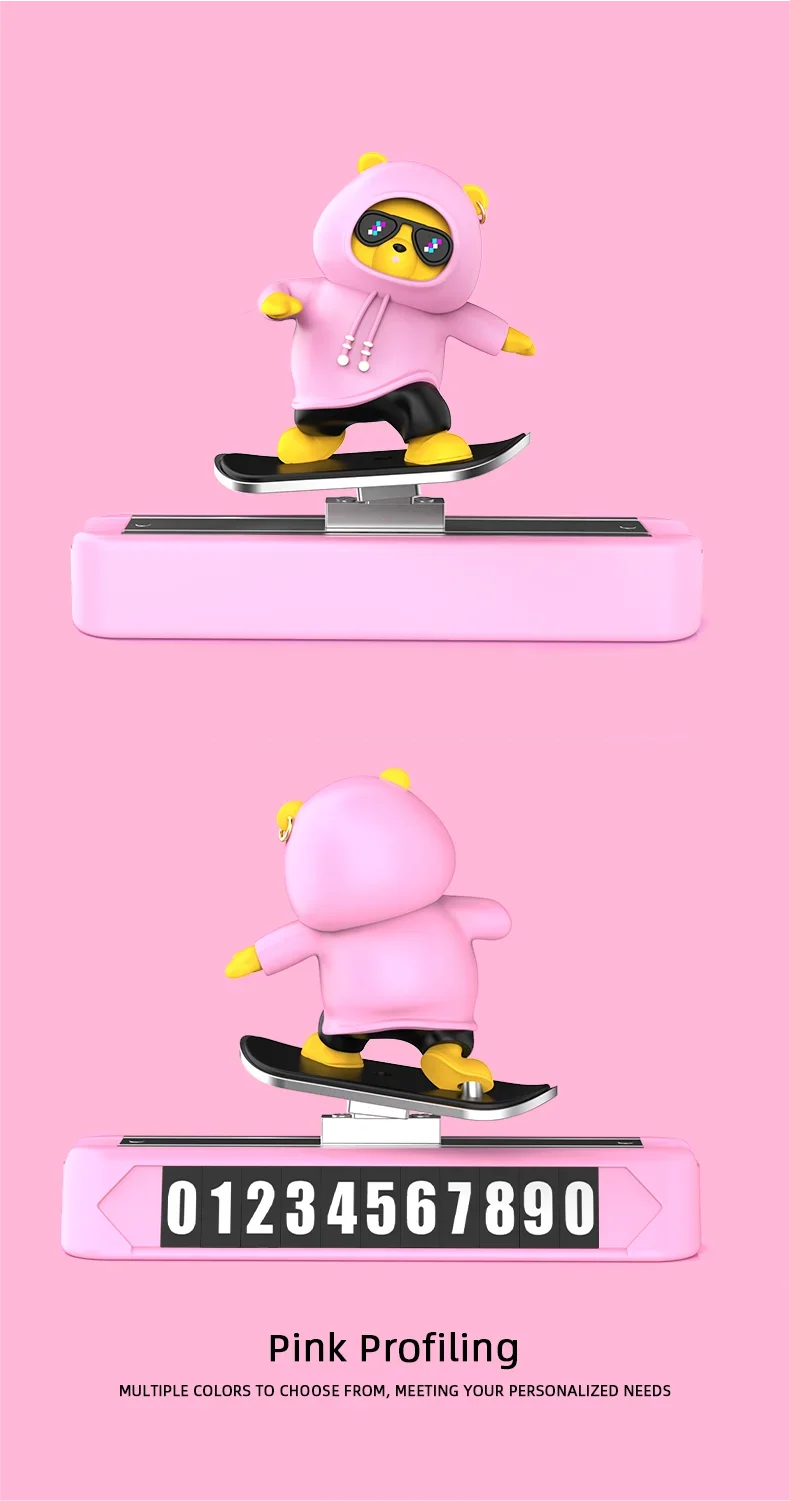 Magnetic Skateboard Bear Dashboard Ornament – 4 Styles