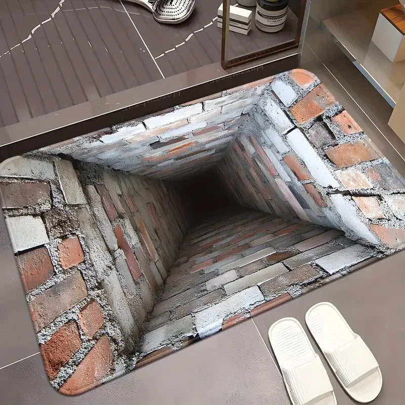3D Bottomless-Brick Optical-Illusion Floor Mat
