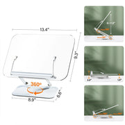 Foldable 360° Swivel Book Stand with Page Clips