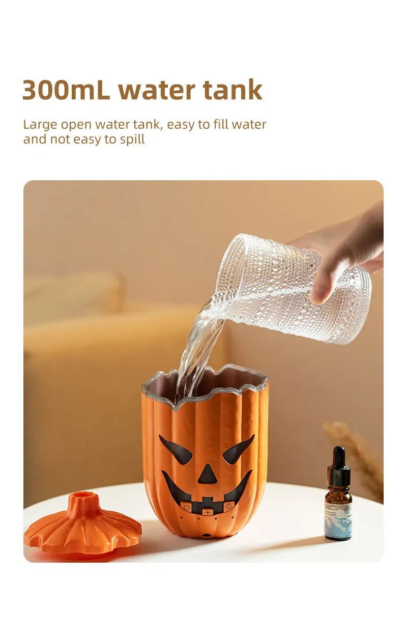 Halloween Pumpkin Aroma Diffuser & Humidifier – LED Night Light USB Essential Oil Mister