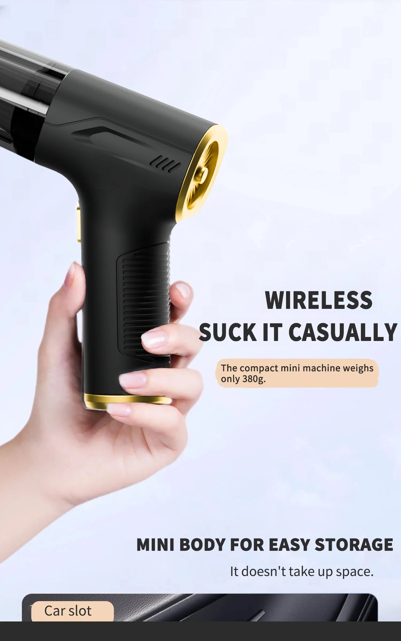 98000PA Handheld Car Vacuum Cleaner - Portable Wireless, Powerful Suction