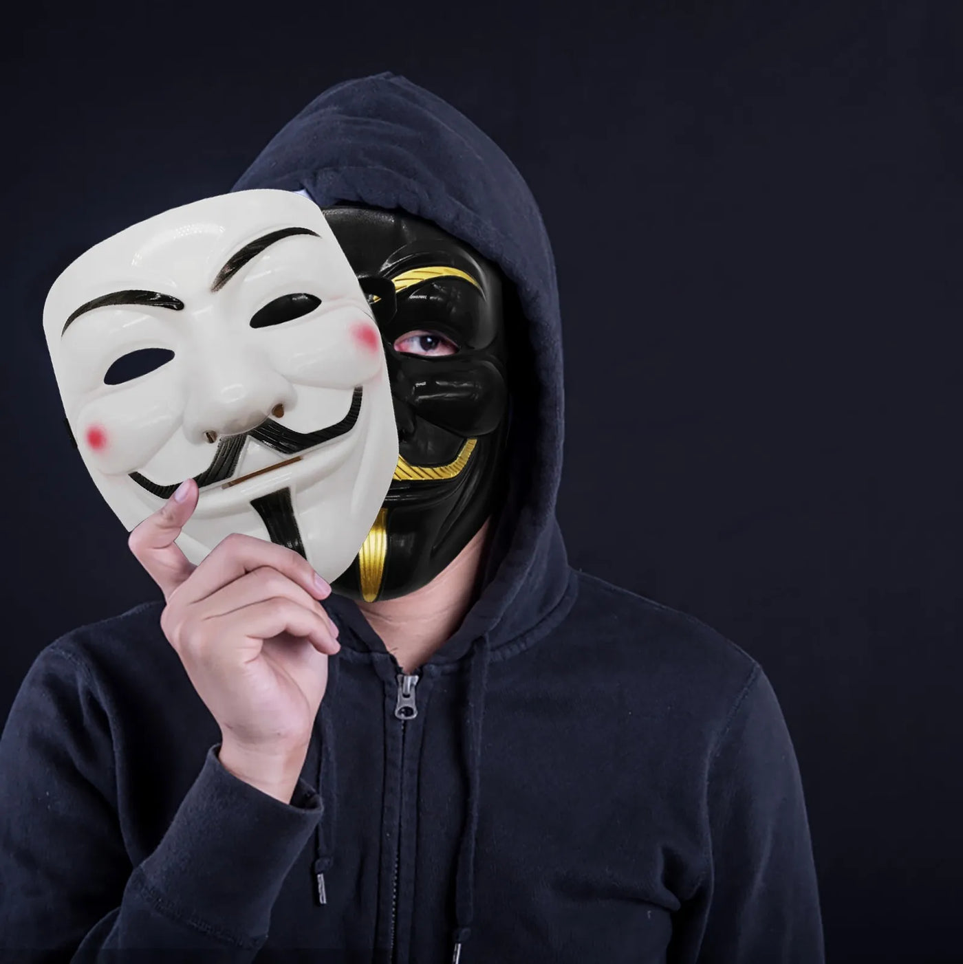 Guy Fawkes-Style Costume Mask – Black or White