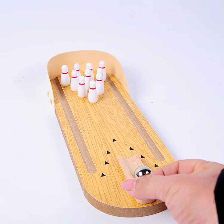 Wooden Desktop Mini Bowling Game Set